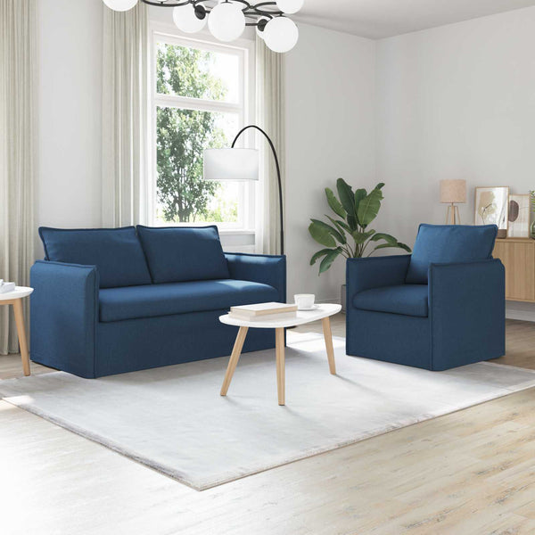 Blaues 2-teiliges Sofa-Set