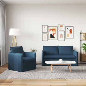 Blaues 2-teiliges Sofa-Set