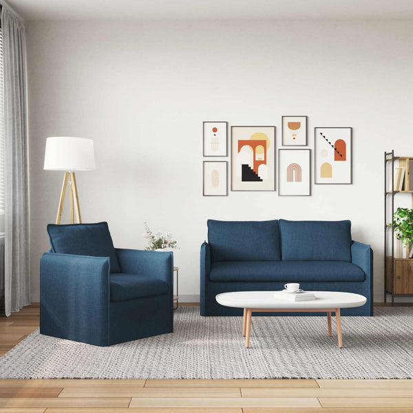 Blaues 2-teiliges Sofa-Set