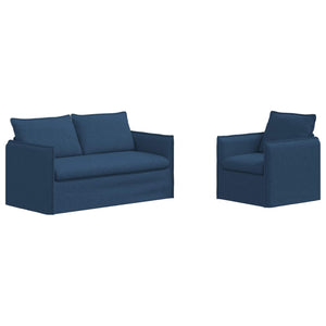 Blaues 2-teiliges Sofa-Set