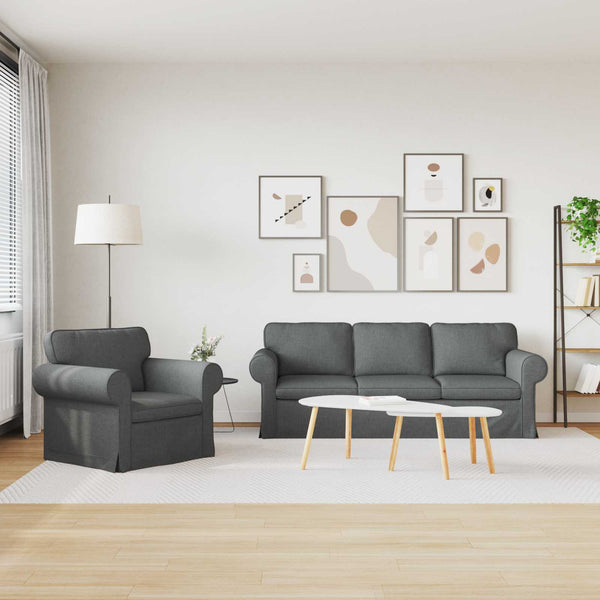 Dunkelgraues 2-teiliges Sofa-Set
