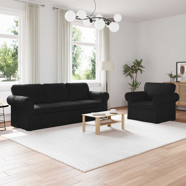 Schwarzes Stoff Sofa Set, 2-teilig