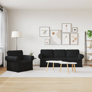 Schwarzes Stoff Sofa Set, 2-teilig