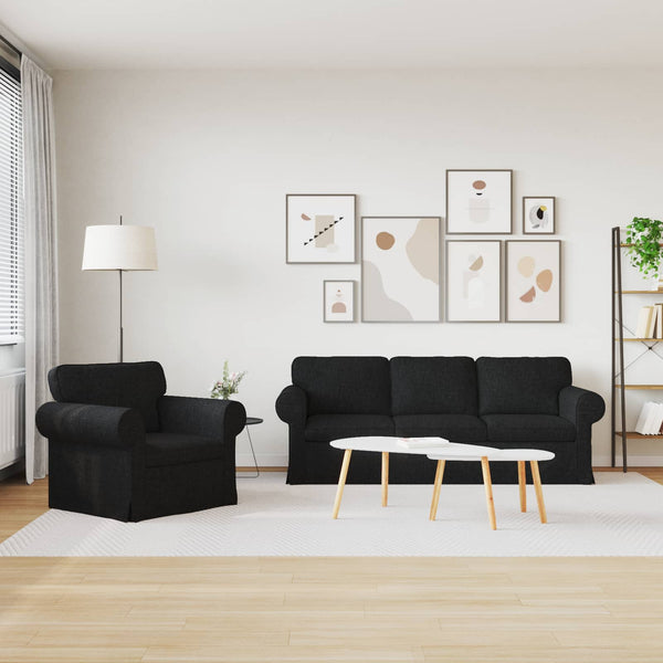 Schwarzes Stoff Sofa Set, 2-teilig