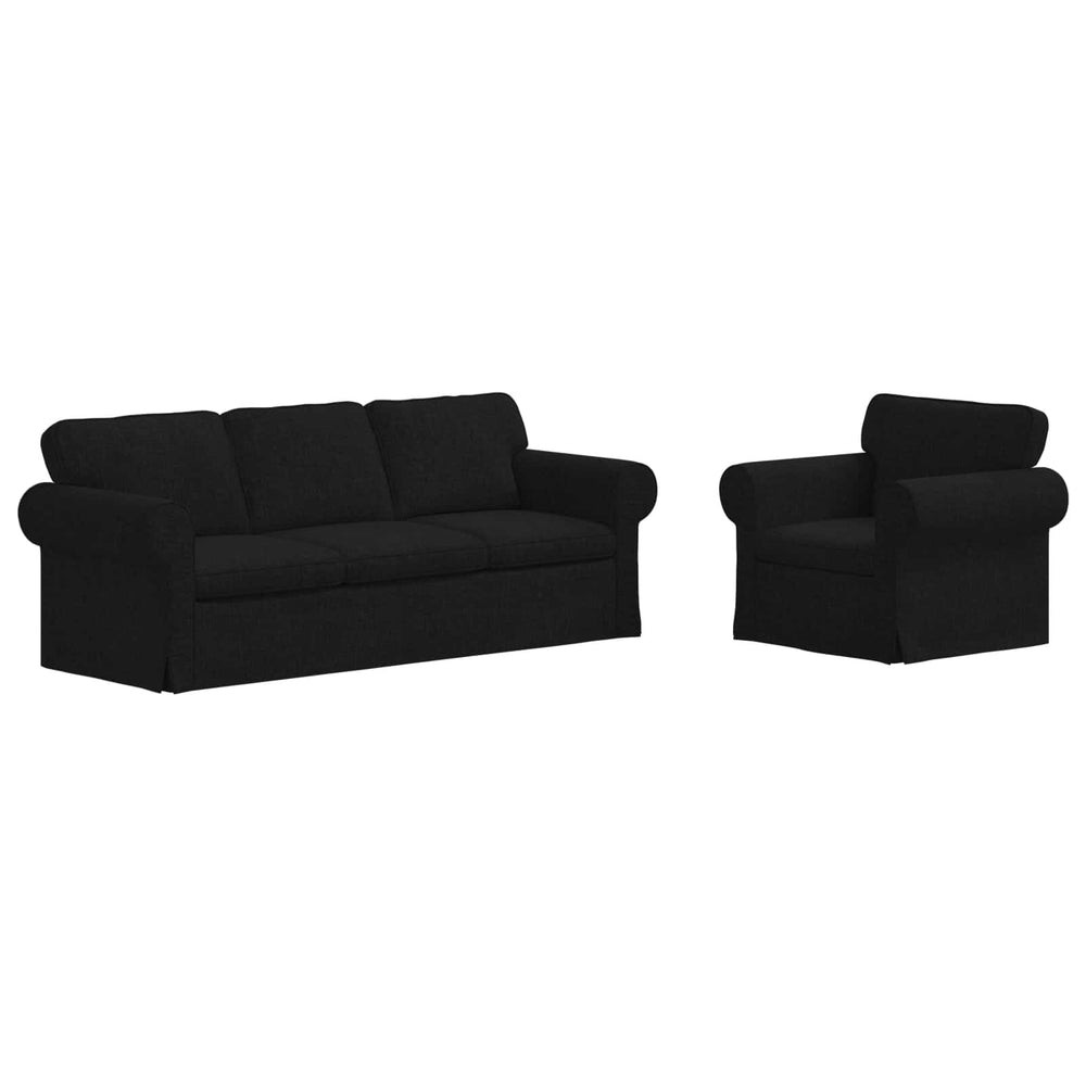 Schwarzes Stoff Sofa Set, 2-teilig