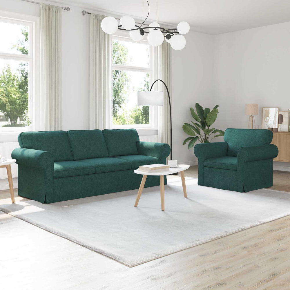 Dunkelgrünes 2-teiliges Sofa-Set
