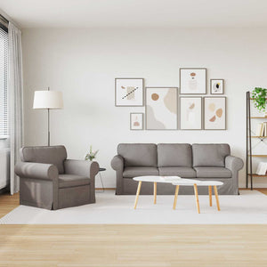 Sofa Set 2-teilig Taupe Stoff