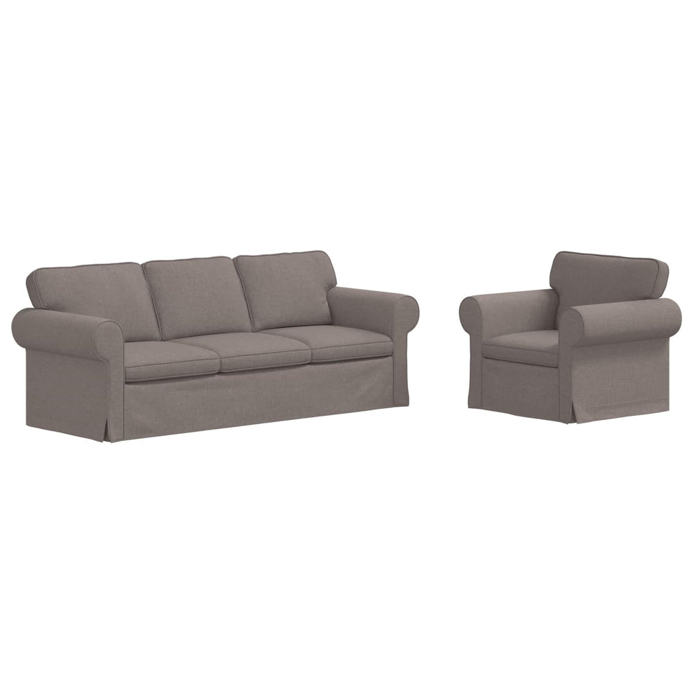 Sofa Set 2-teilig Taupe Stoff