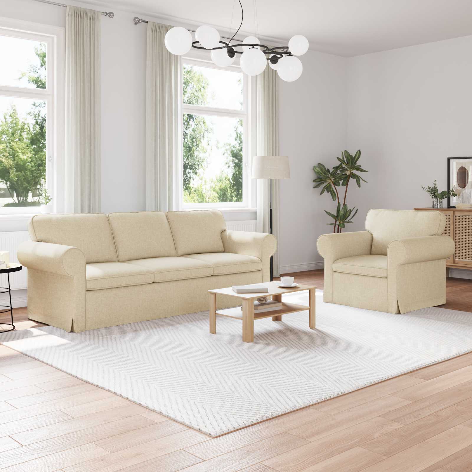 Creme Sofa Set 2-teilig Stoff