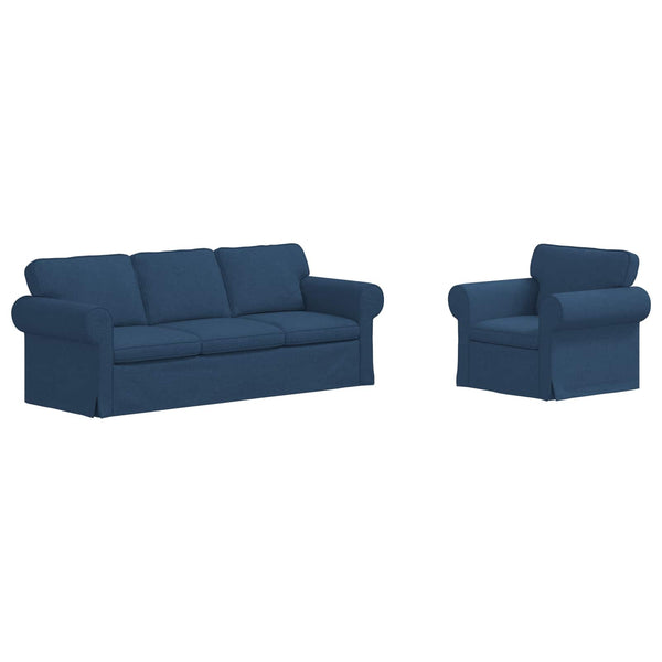 Blaues 2-teiliges Sofa-Set