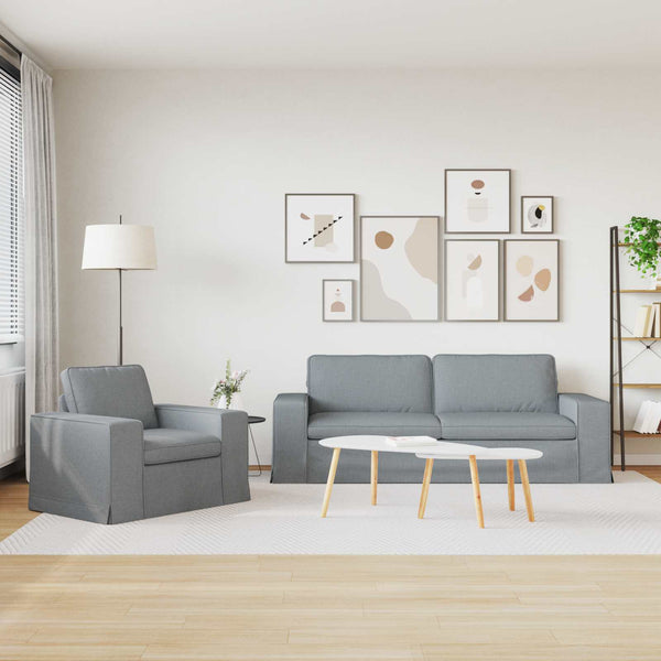 2-teiliges Sofa-Set Hellgrau