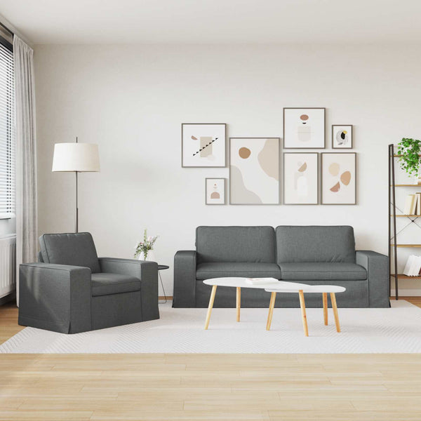 Dunkelgraues 2-teiliges Sofa-Set