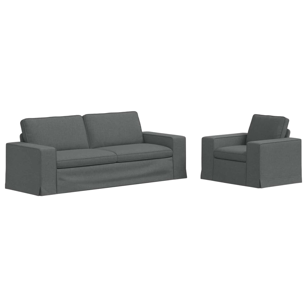 Dunkelgraues 2-teiliges Sofa-Set