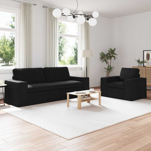 Schwarzes 2-teiliges Stoffsofa-Set