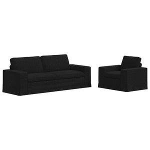 Schwarzes 2-teiliges Stoffsofa-Set