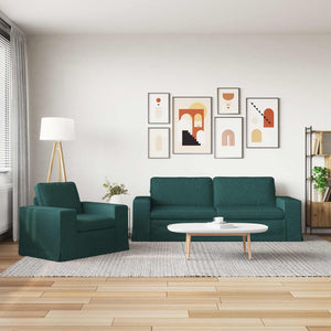 Dunkelgrünes 2-teiliges Sofa-Set Stoff