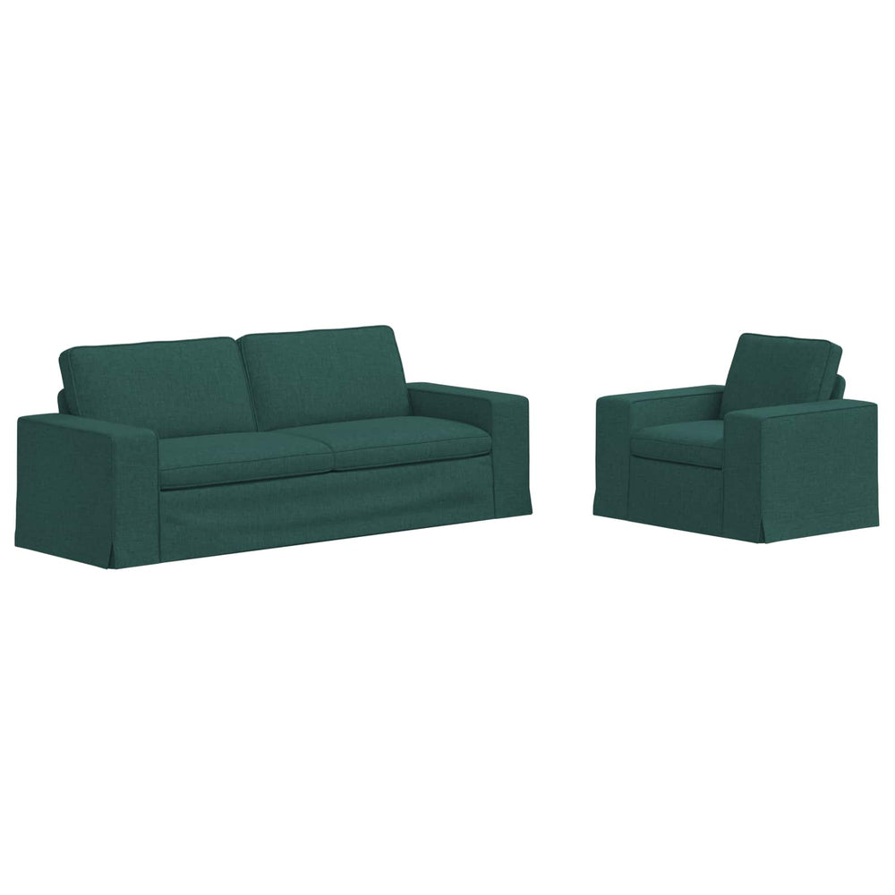 Dunkelgrünes 2-teiliges Sofa-Set Stoff