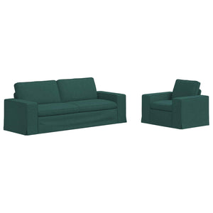 Dunkelgrünes 2-teiliges Sofa-Set Stoff