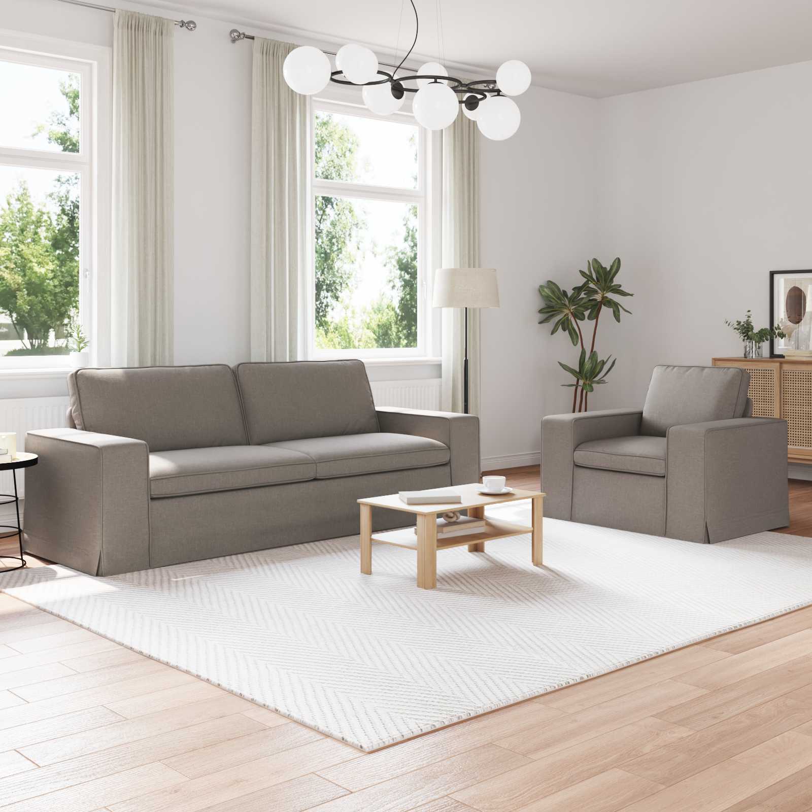 Taupe Stoff Sofa Set, 2-teilig