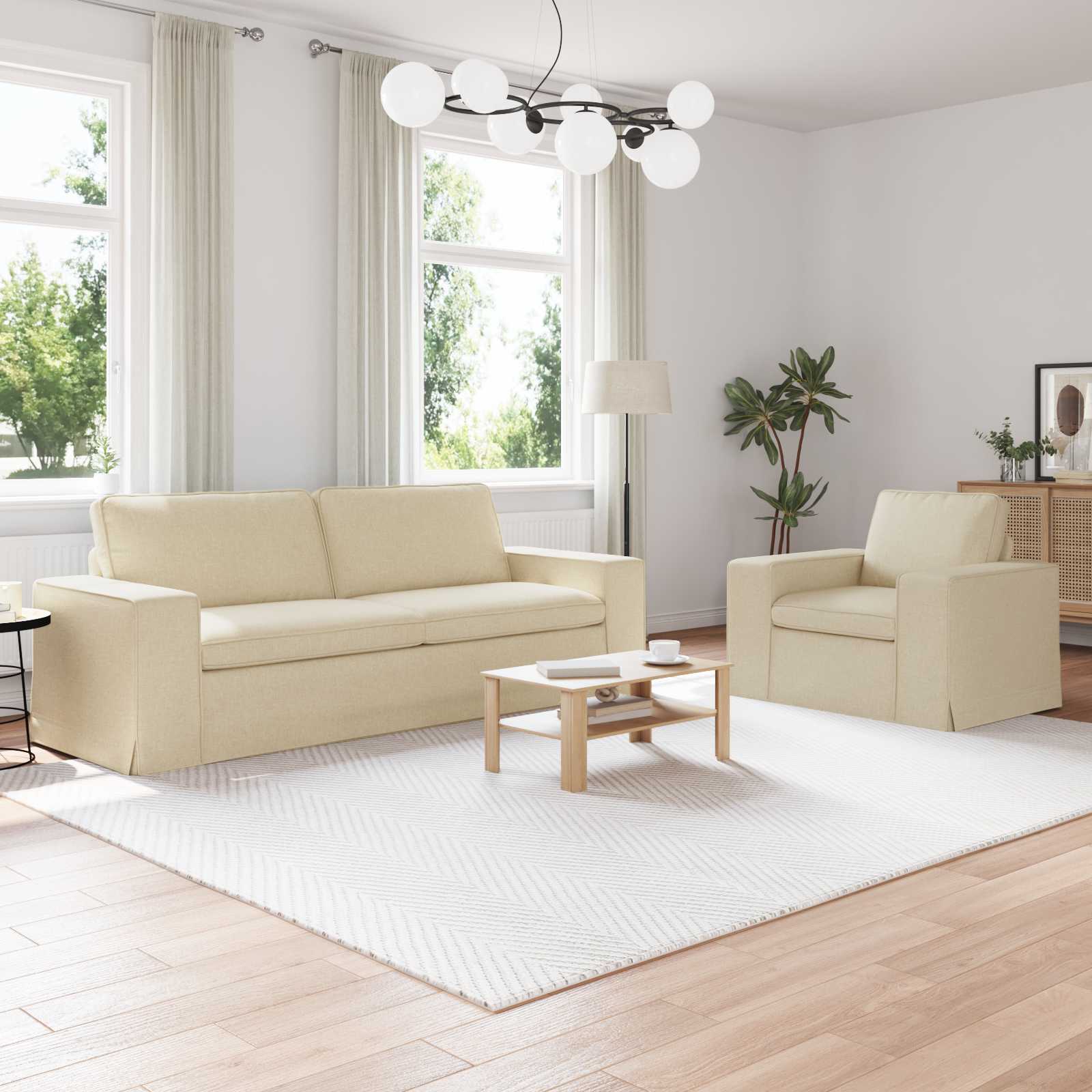 Creme Stoff Sofa Set, 2-teilig