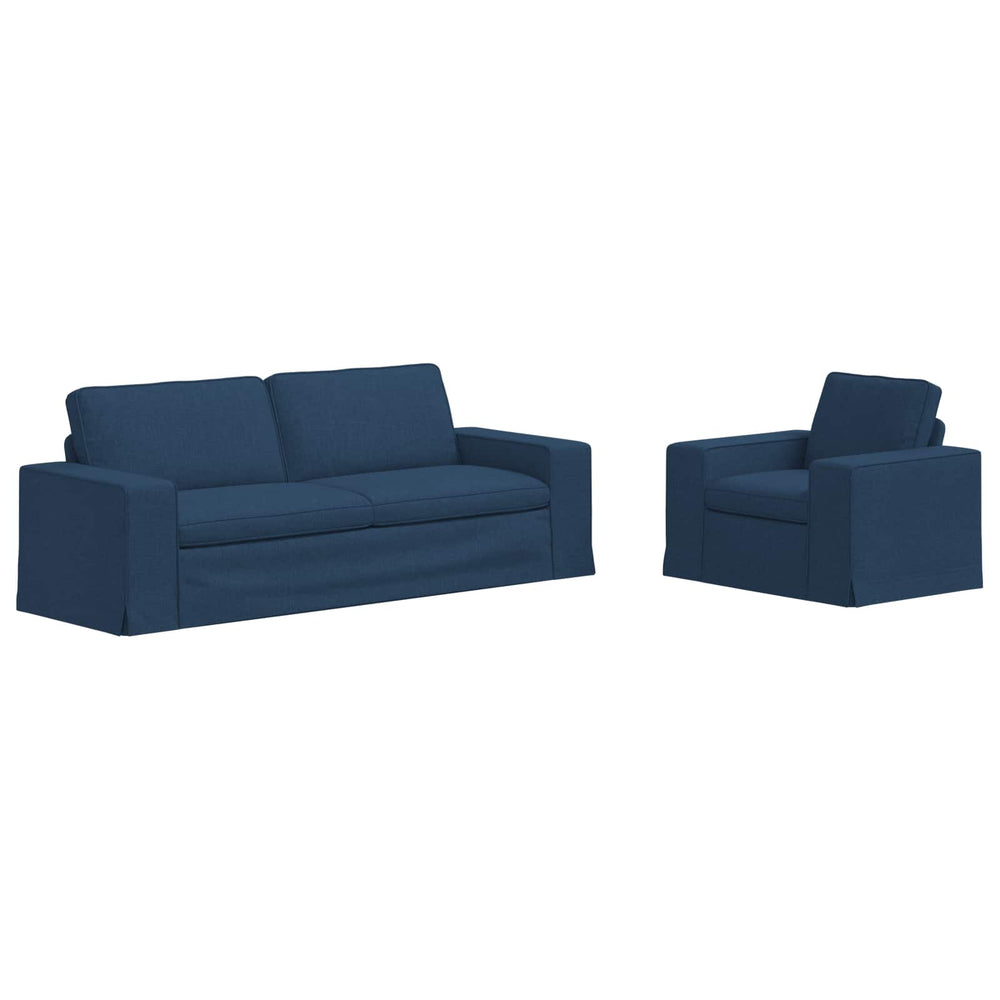 Blaues 2-teiliges Sofa-Set