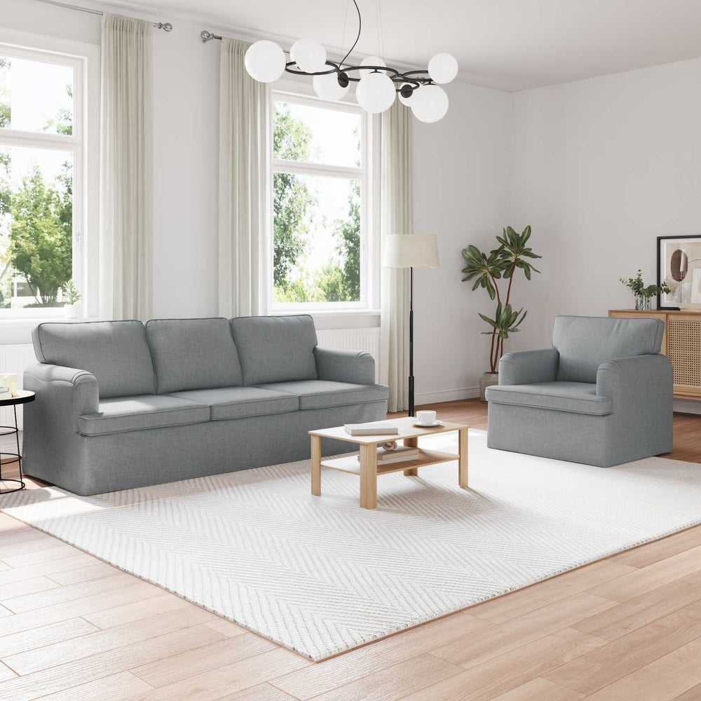 Hellgraues Stoff Sofa Set, 2-teilig