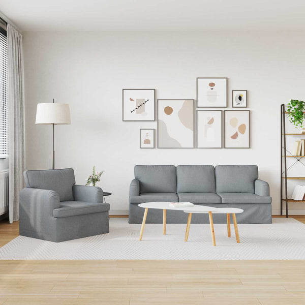 Hellgraues Stoff Sofa Set, 2-teilig