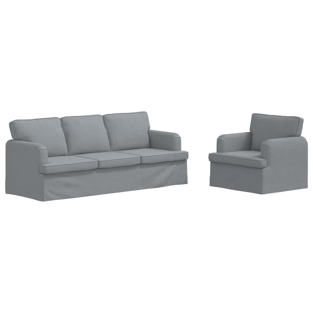 Hellgraues Stoff Sofa Set, 2-teilig