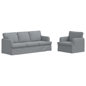 Hellgraues Stoff Sofa Set, 2-teilig