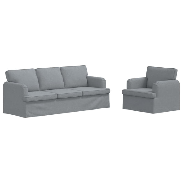 Hellgraues Stoff Sofa Set, 2-teilig