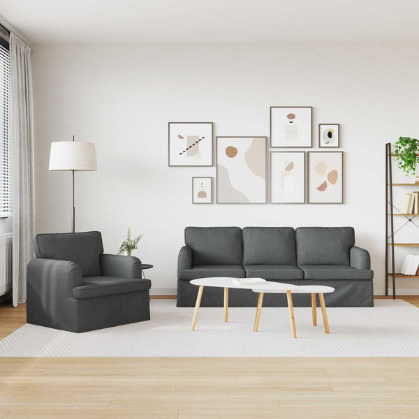 Dunkelgraues 2-teiliges Sofa-Set