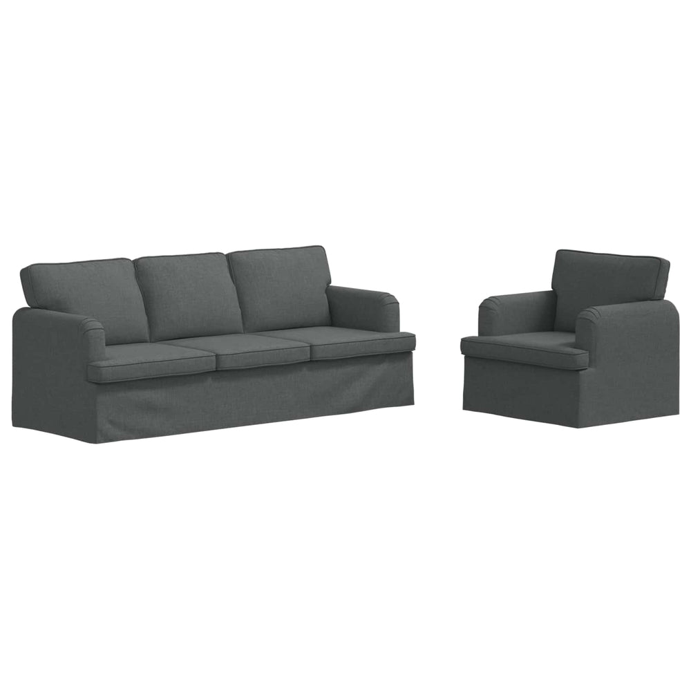 Dunkelgraues 2-teiliges Sofa-Set