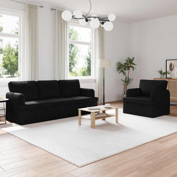Schwarzes 2-teiliges Sofa-Set