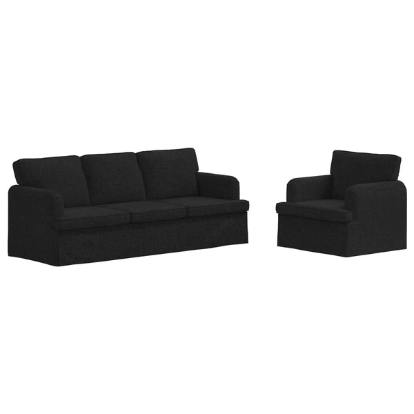 Schwarzes 2-teiliges Sofa-Set