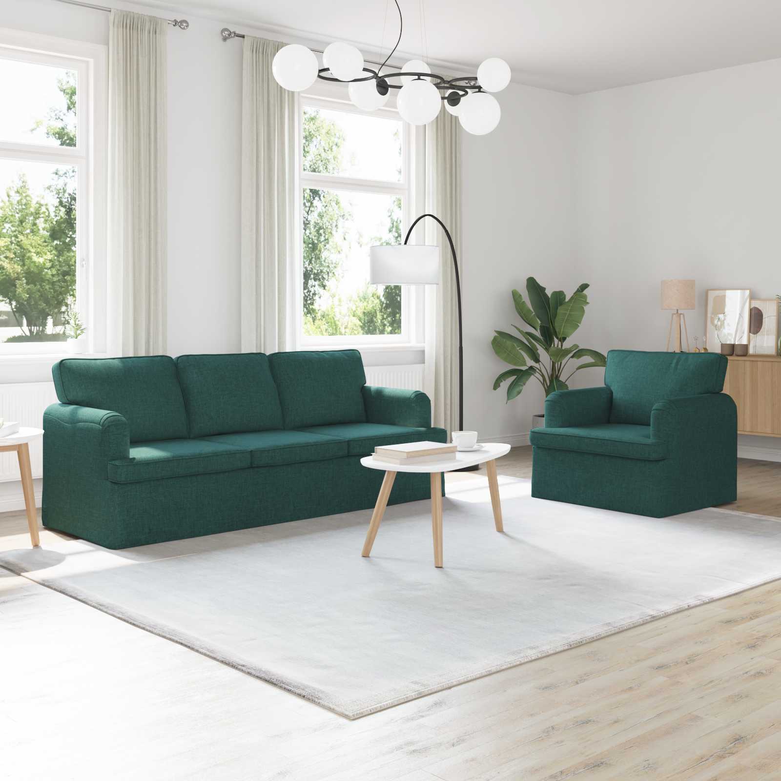 Dunkelgrünes 2-teiliges Sofa-Set