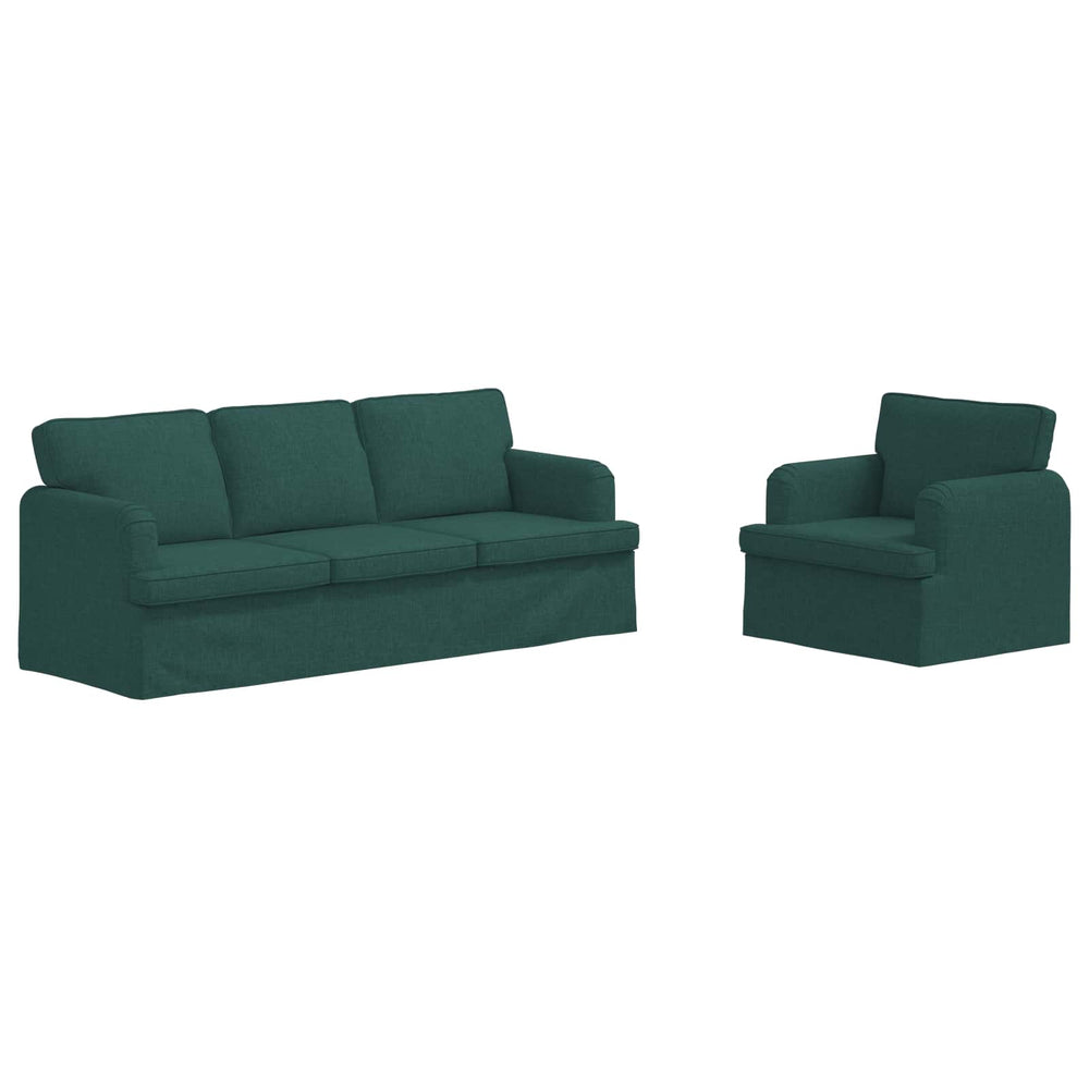 Dunkelgrünes 2-teiliges Sofa-Set