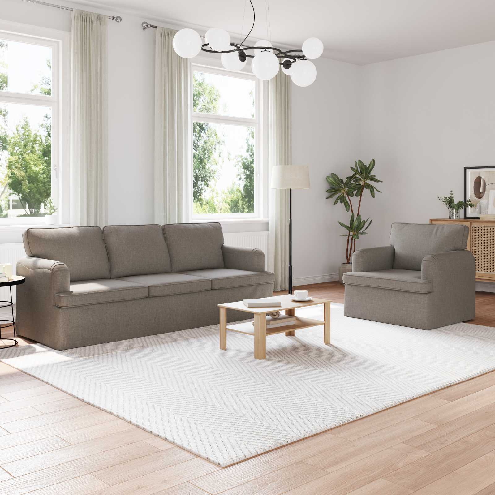 Sofa Set 2-teilig Taupe Stoff