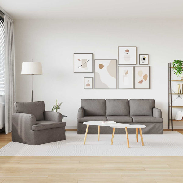 Sofa Set 2-teilig Taupe Stoff