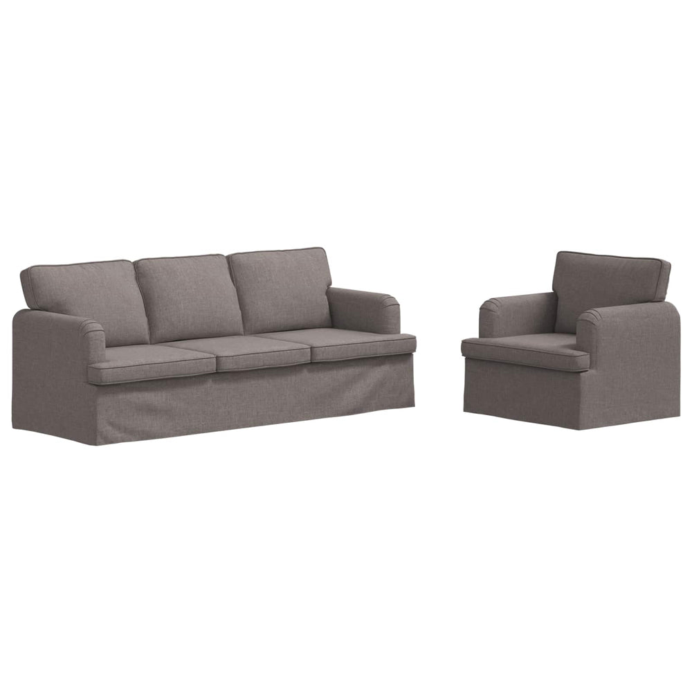 Sofa Set 2-teilig Taupe Stoff