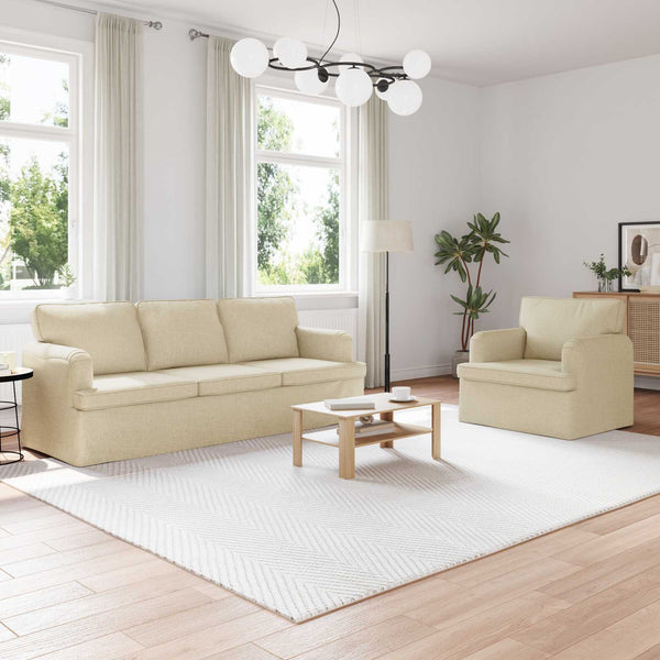 2-teiliges Sofa-Set Creme Stoff