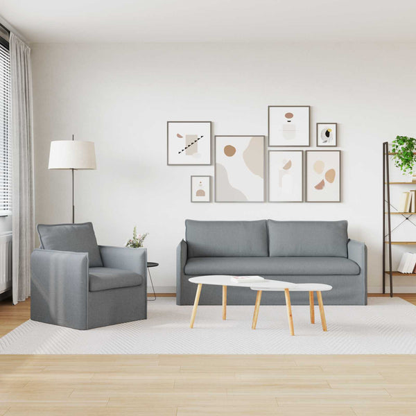 Hellgraues Sofa-Set, 2-teilig
