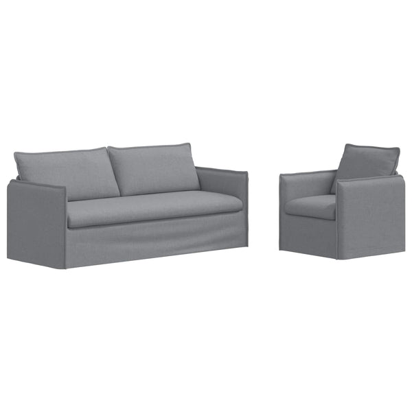Hellgraues Sofa-Set, 2-teilig