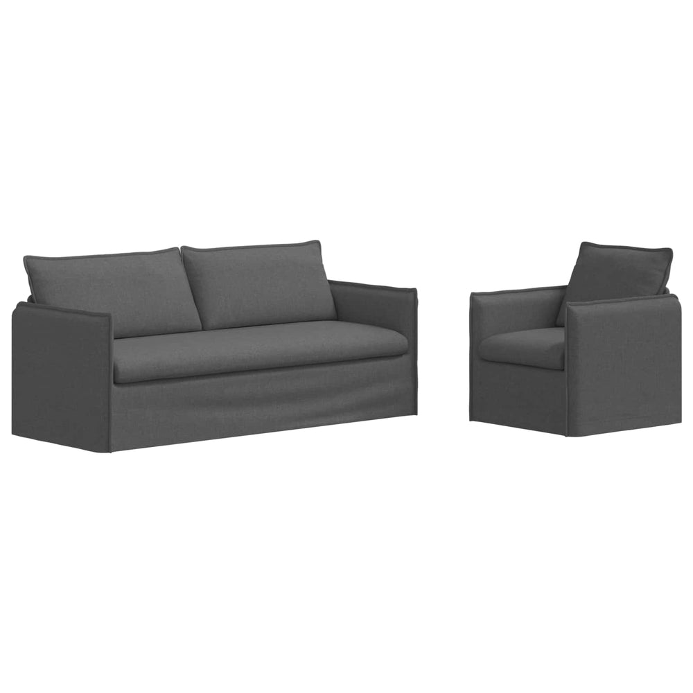 Dunkelgraues 2-teiliges Sofa-Set