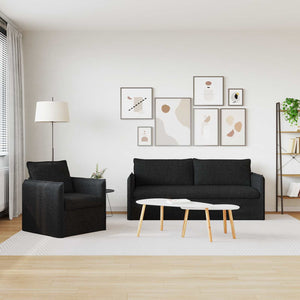 Schwarzes Stoff Sofa Set, 2-teilig