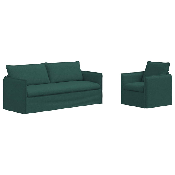 Dunkelgrünes 2-teiliges Sofa-Set
