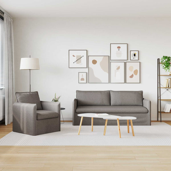 Sofa Set 2-teilig Taupe Stoff