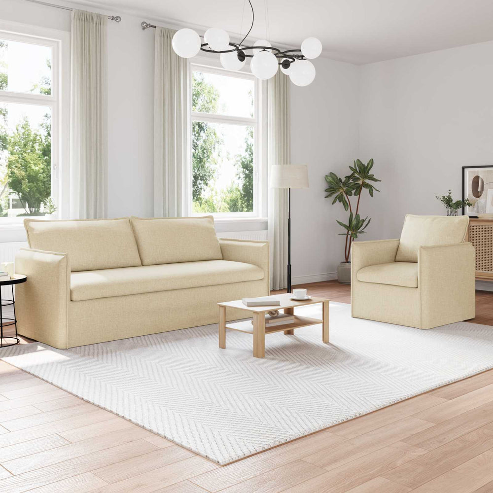 Creme Stoff Sofa Set, 2-teilig