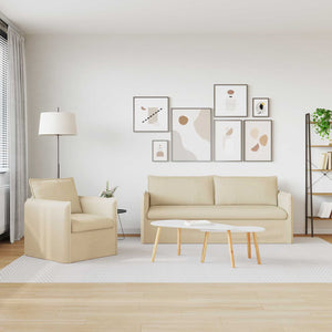 Creme Stoff Sofa Set, 2-teilig