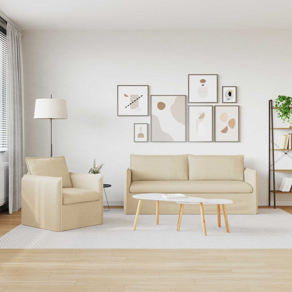 Creme Stoff Sofa Set, 2-teilig