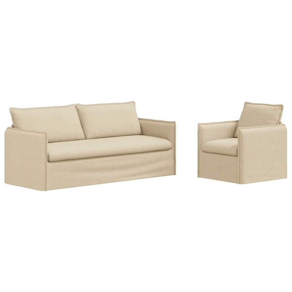 Creme Stoff Sofa Set, 2-teilig